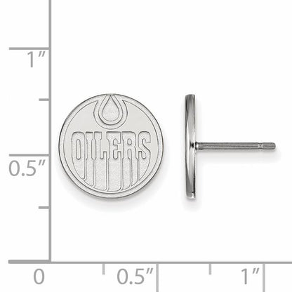 10K White Gold Nhl Logoart Edmonton Oilers Small Post Earrings