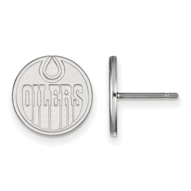 14K White Gold Nhl Logoart Edmonton Oilers Small Post Earrings