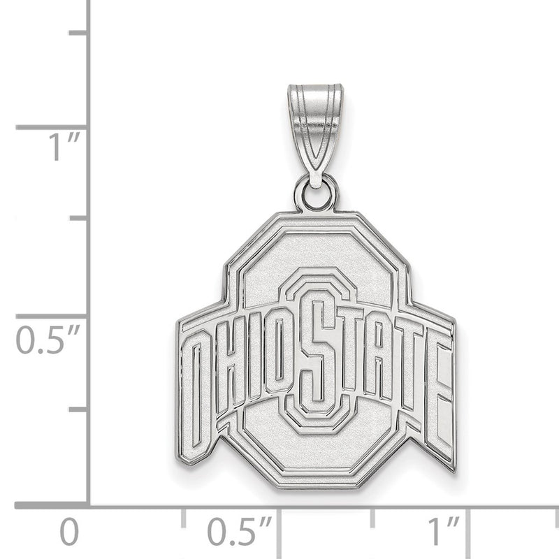 Sterling Silver Rhodium Plated Logoart The Ohio State University Large Pendant