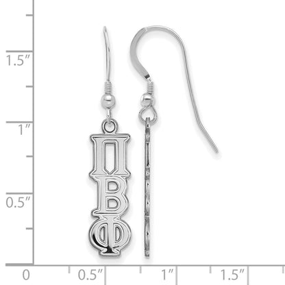 Sterling Silver Rhodium Plated Logoart Pi Beta Phi Sorority Greek Letters Small Dangle Earrings