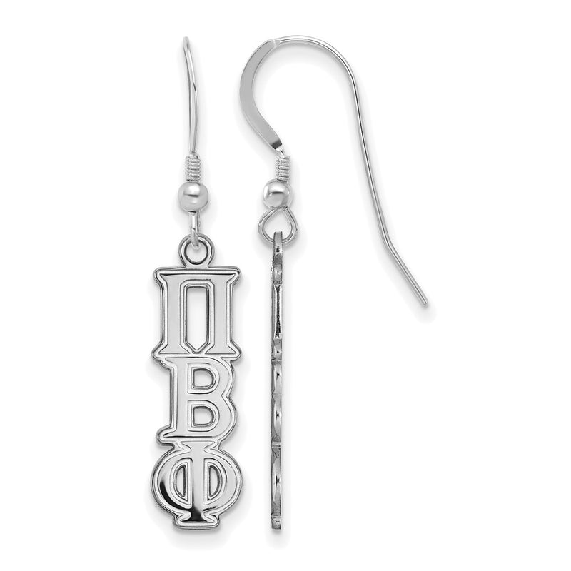 Sterling Silver Rhodium Plated Logoart Pi Beta Phi Sorority Greek Letters Small Dangle Earrings