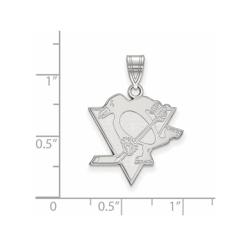 Sterling Silver Rhodium Plated Nhl Logoart Pittsburgh Penguins Large Pendant
