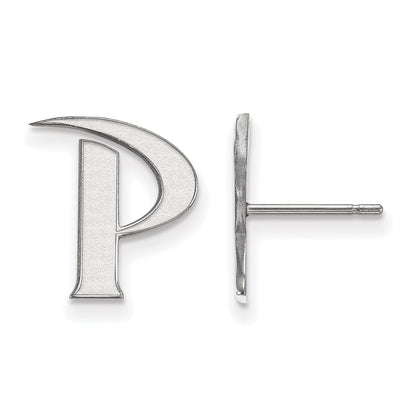 10K White Gold Logoart Pepperdine University Letter P Small Post Earrings