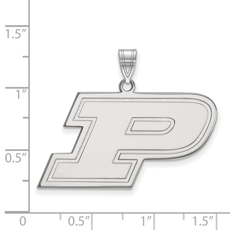 Sterling Silver Rhodium Plated Logoart Purdue University Letter P Large Pendant