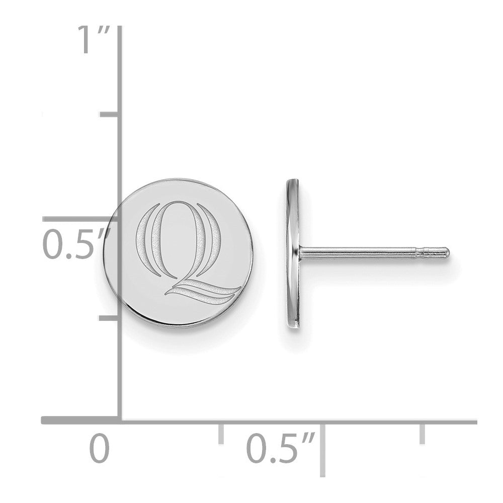 Sterling Silver Rhodium Plated Logoart Quinnipiac University Letter Q Extra Small Post Earrings
