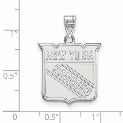 10K White Gold Nhl Logoart New York Rangers Large Pendant