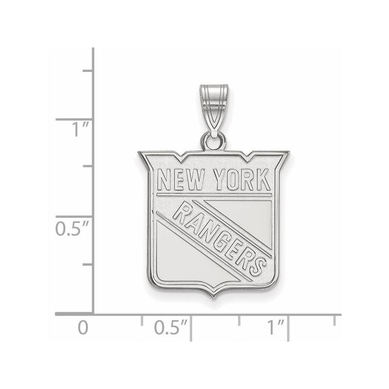 14K White Gold Nhl Logoart New York Rangers Large Pendant
