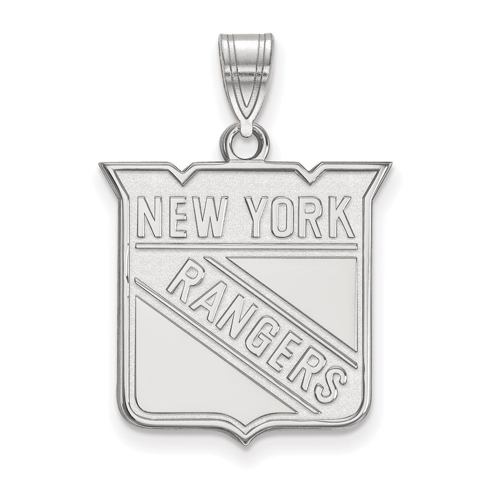 14K White Gold Nhl Logoart New York Rangers Large Pendant