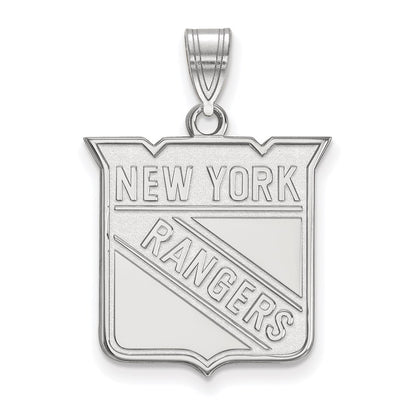 14K White Gold Nhl Logoart New York Rangers Large Pendant