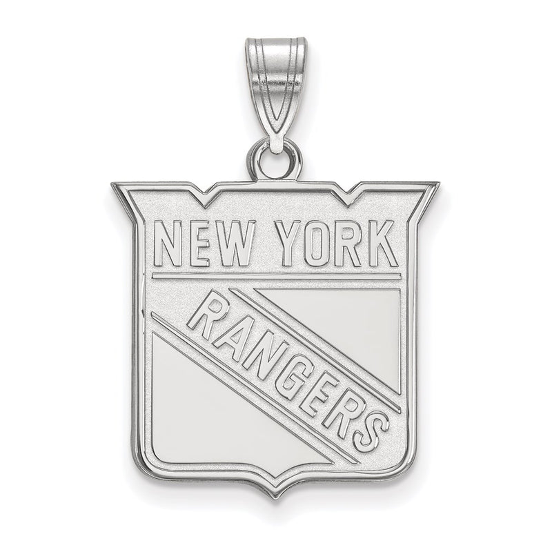 14K White Gold Nhl Logoart New York Rangers Large Pendant