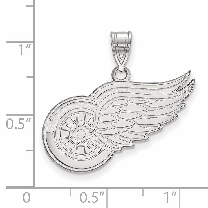 10K White Gold Nhl Logoart Detroit Red Wings Large Pendant