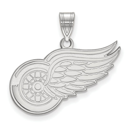 Sterling Silver Rhodium Plated Nhl Logoart Detroit Red Wings Large Pendant