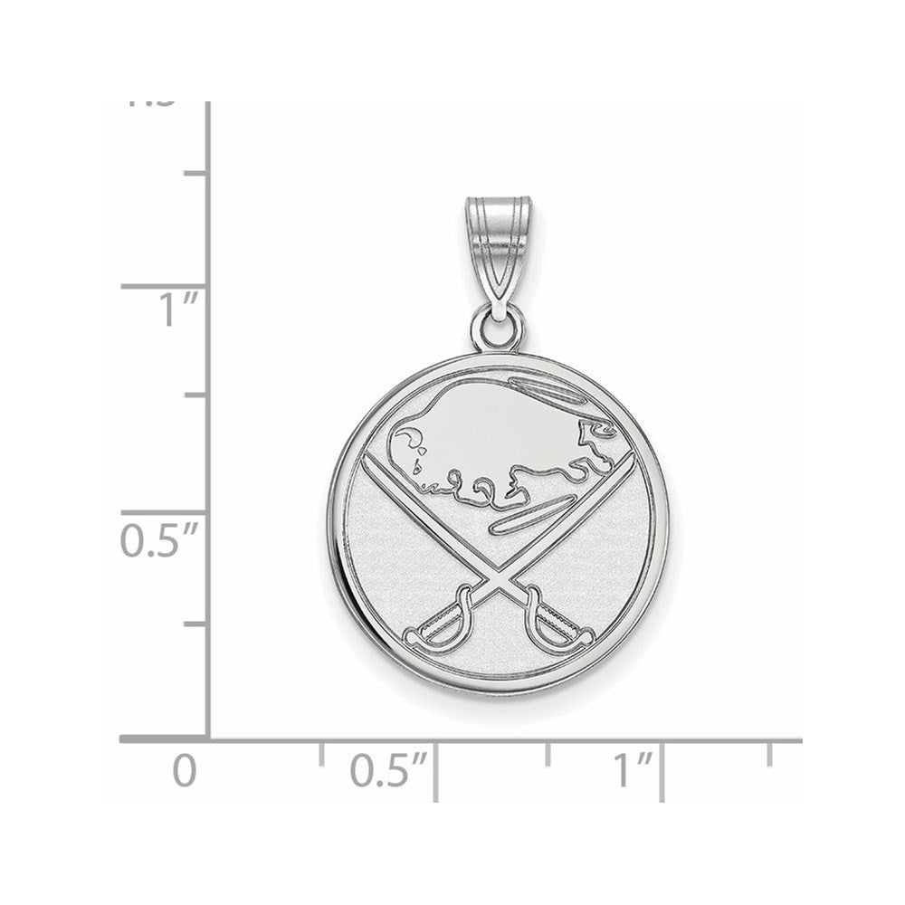 Sterling Silver Rhodium Plated Nhl Logoart Buffalo Sabres Large Pendant