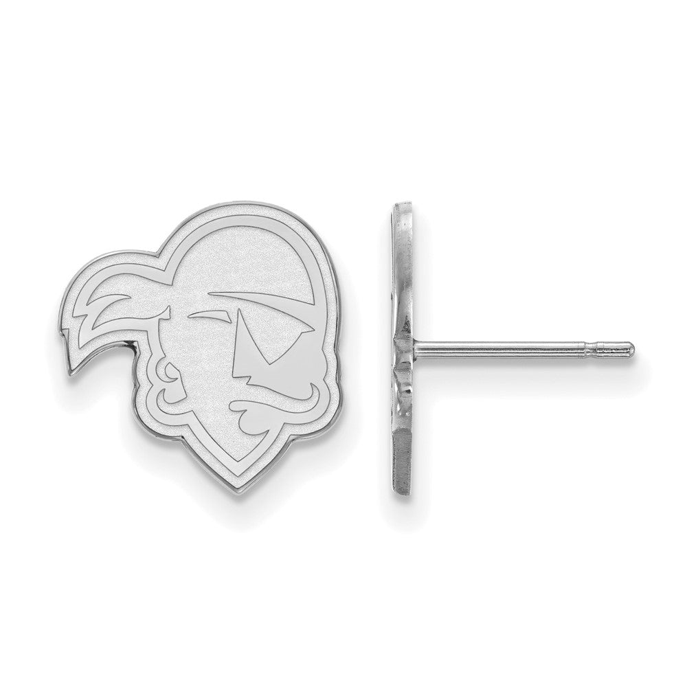 Sterling Silver Rhodium Plated Logoart Seton Hall University Pirate Small Post Earrings