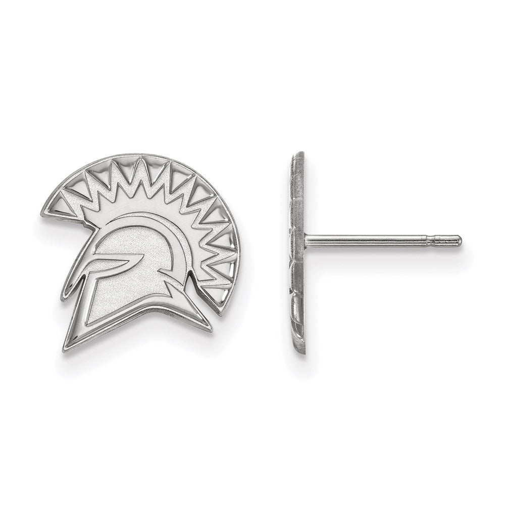10K White Gold Logoart San Jose State University Spartan Small Post Earrings