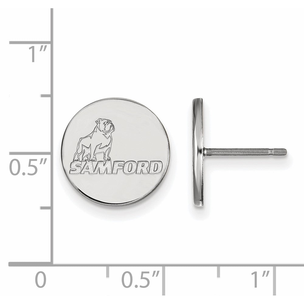 Sterling Silver Rhodium Plated Logoart Samford University Small Post Earrings