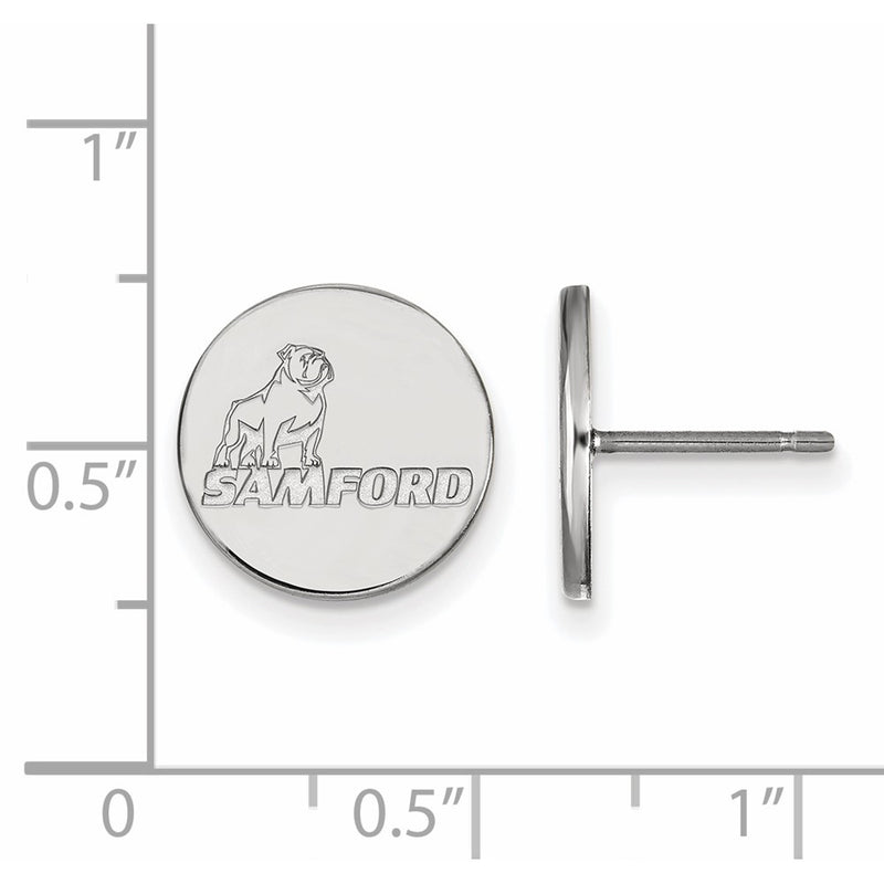 Sterling Silver Rhodium Plated Logoart Samford University Small Post Earrings