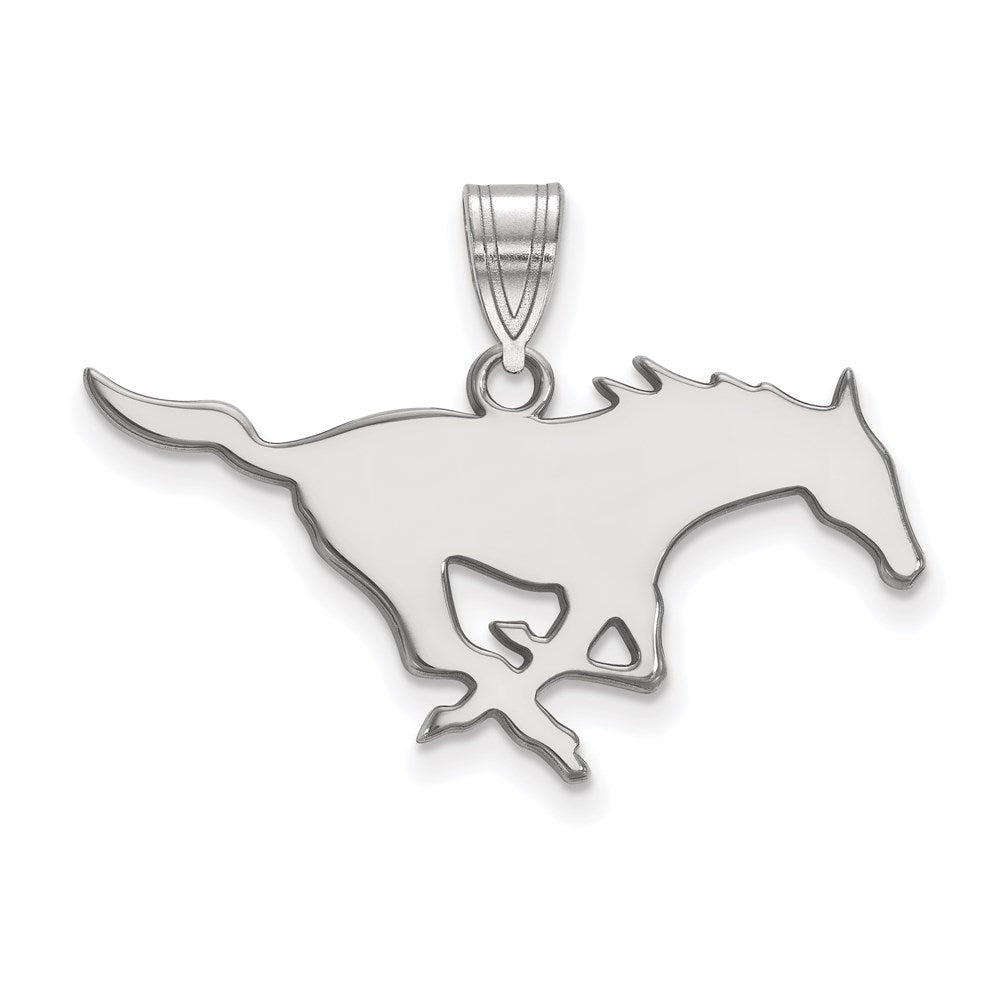 14K White Gold Logoart Southern Methodist University Mustang Large Pendant
