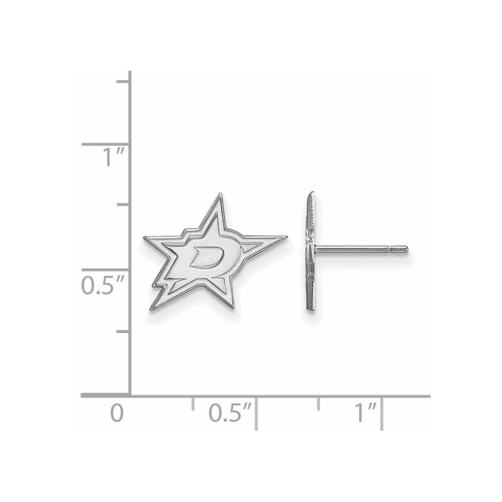 Sterling Silver Rhodium Plated Nhl Logoart Dallas Stars Small Post Earrings