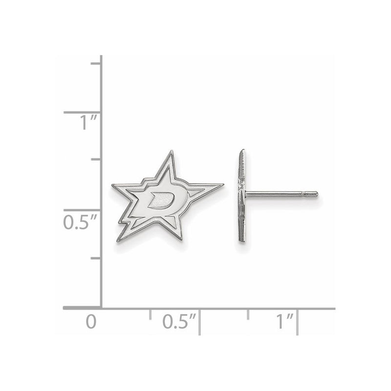Sterling Silver Rhodium Plated Nhl Logoart Dallas Stars Small Post Earrings