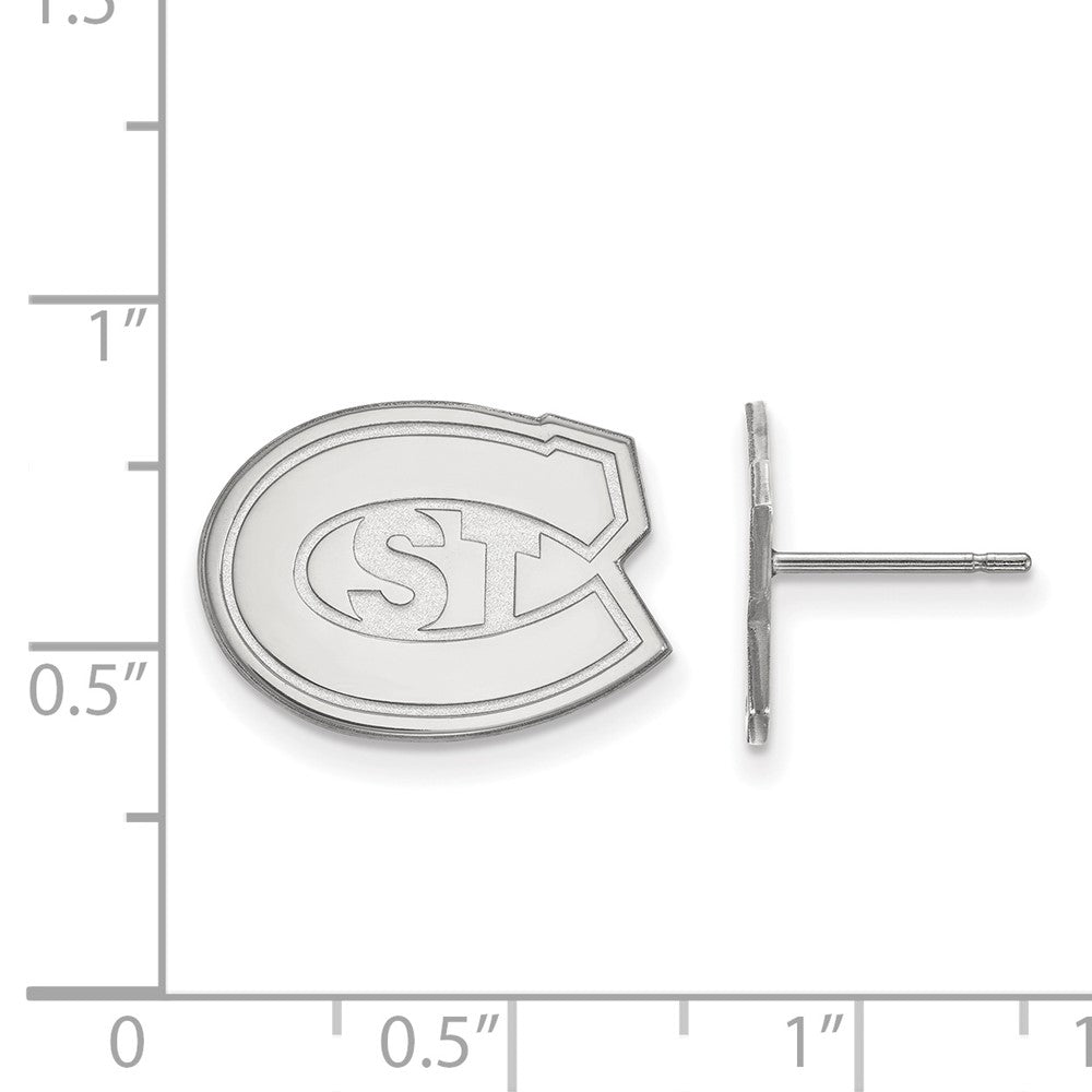 Sterling Silver Rhodium Plated Logoart St. Cloud State University Small Post Earrings