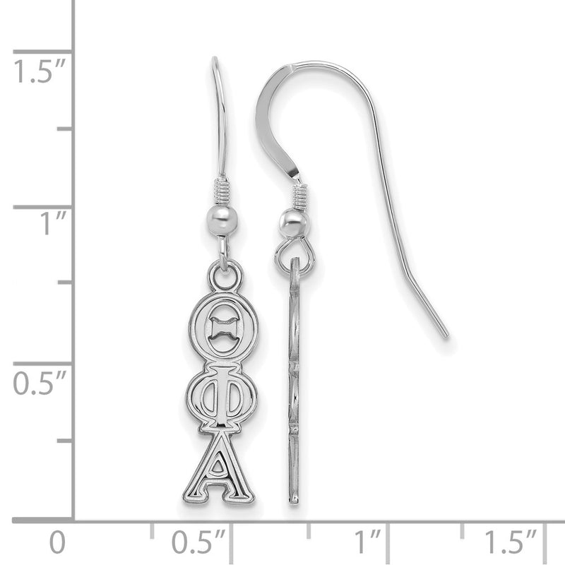 Sterling Silver Rhodium Plated Logoart Theta Phi Alpha Sorority Greek Letters Small Dangle Earrings