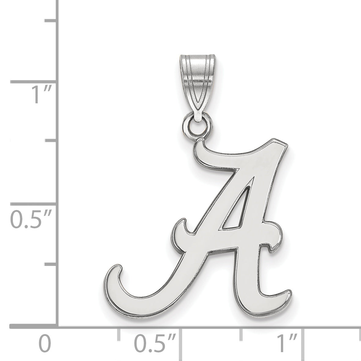 Sterling Silver Rhodium Plated Logoart University Of Alabama Letter A Large Pendant