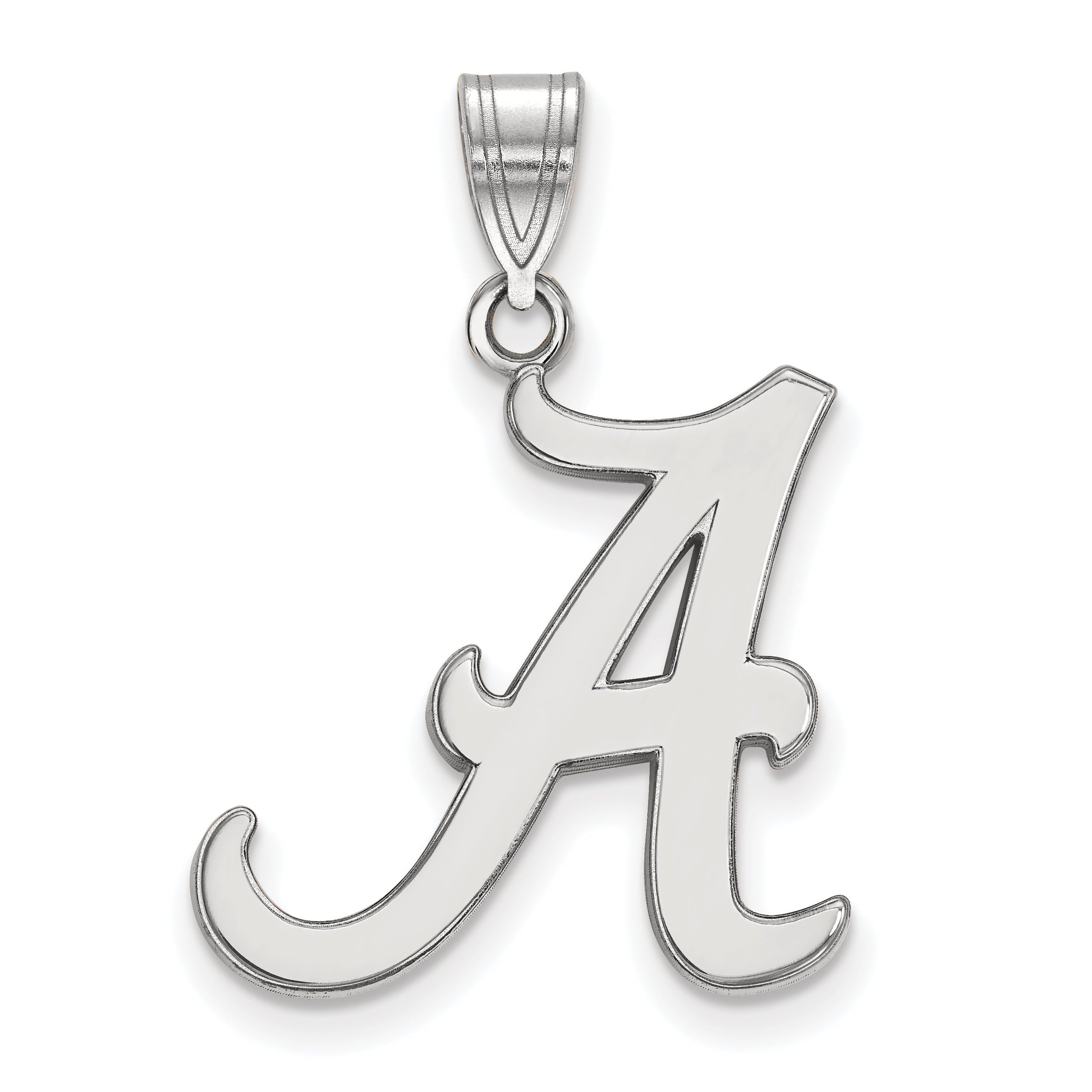 Sterling Silver Rhodium Plated Logoart University Of Alabama Letter A Large Pendant