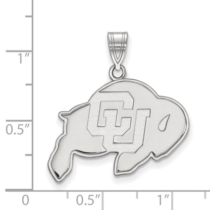 Sterling Silver Rhodium Plated Logoart University Of Colorado Buffalo Large Pendant