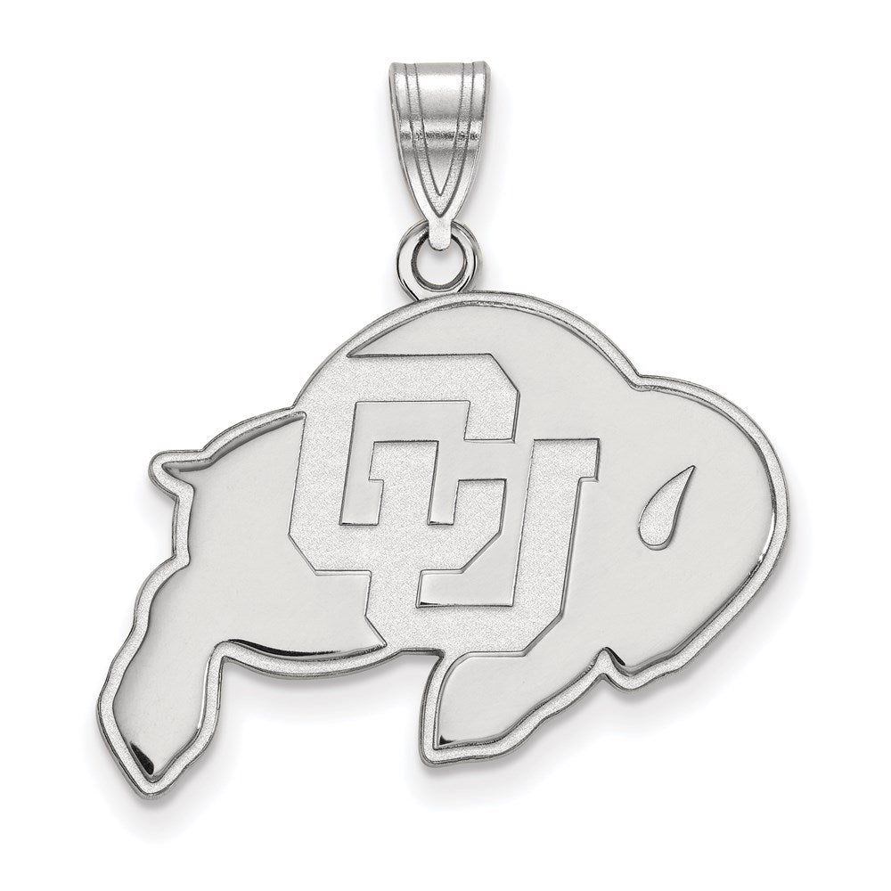 Sterling Silver Rhodium Plated Logoart University Of Colorado Buffalo Large Pendant