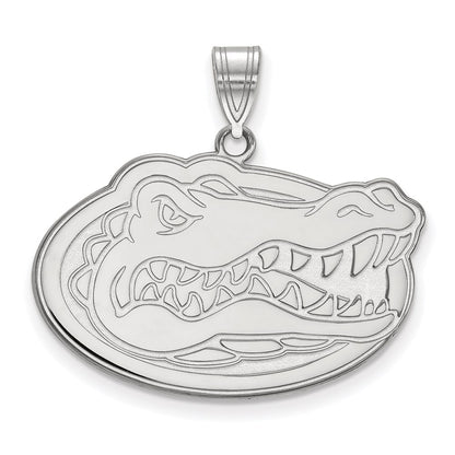 Sterling Silver Rhodium Plated Logoart University Of Florida Gator Large Pendant