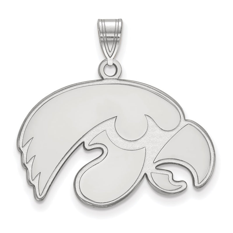 Sterling Silver Rhodium Plated Logoart University Of Iowa Hawk Large Pendant