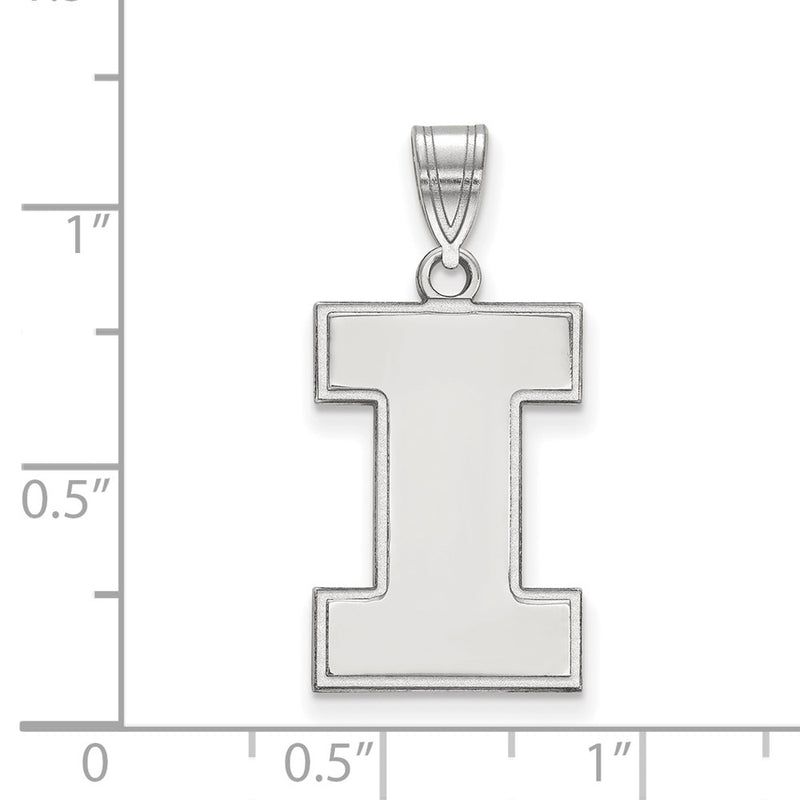 Sterling Silver Rhodium Plated Logoart University Of Illinois Letter I Large Pendant