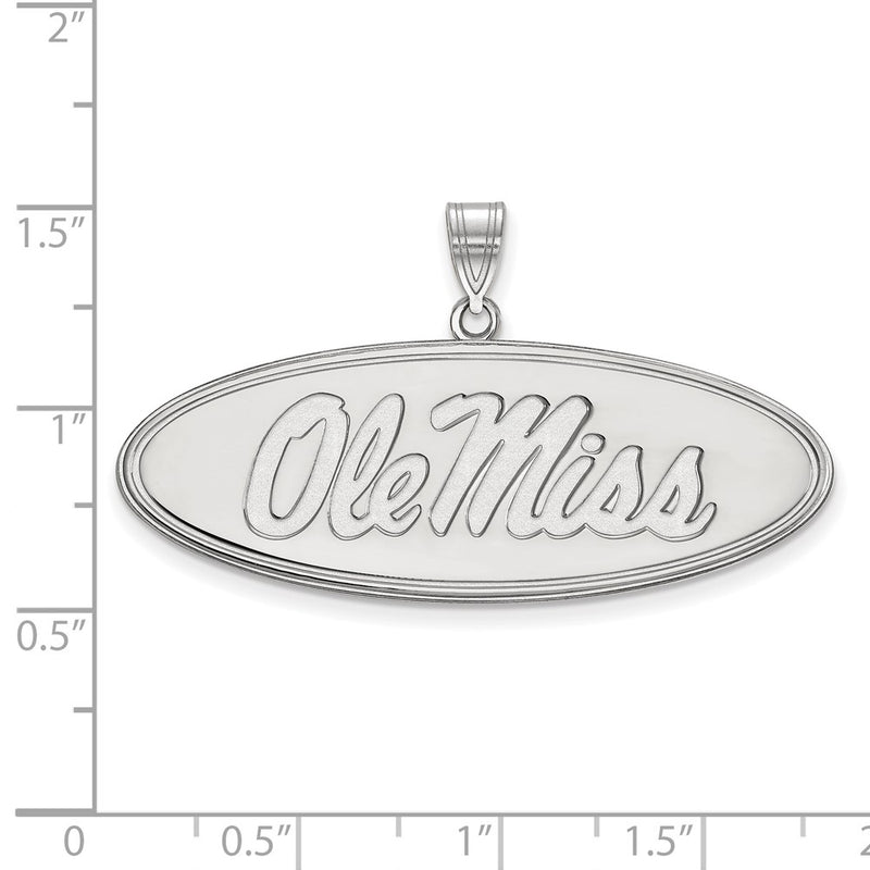 Sterling Silver Rhodium Plated Logoart University Of Mississippi Ole Miss Large Oval Pendant