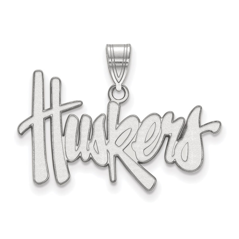 Sterling Silver Rhodium Plated Logoart University Of Nebraska Huskers Large Pendant