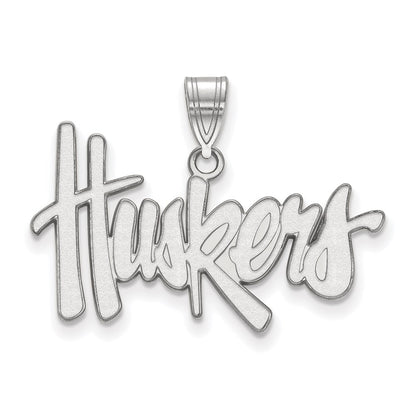 14K White Gold Logoart University Of Nebraska Huskers Large Pendant