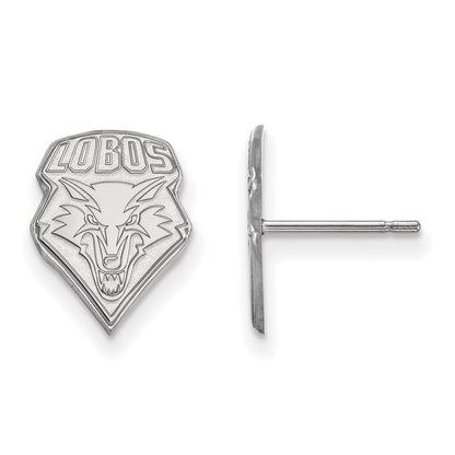 14K White Gold Logoart University Of New Mexico Lobos Small Post Earrings