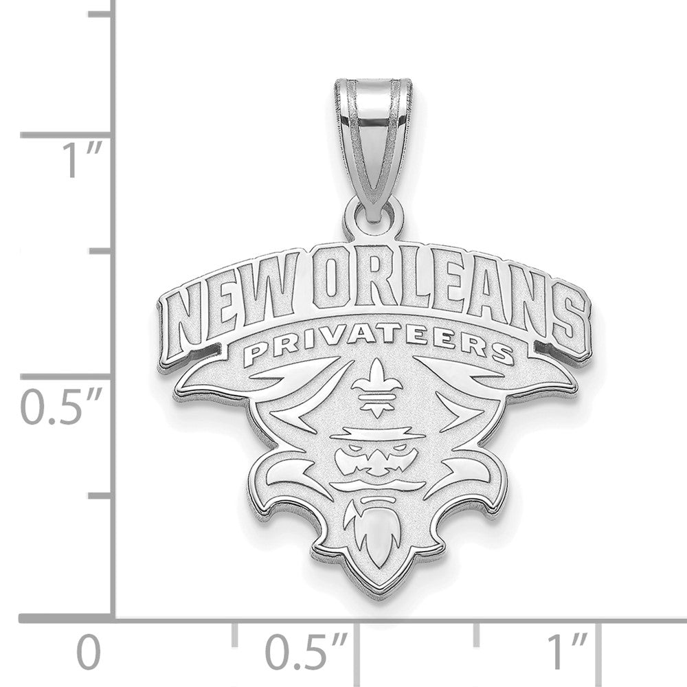 Sterling Silver Rhodium Plated Logoart University Of New Orleans U N O Extra Large Pendant