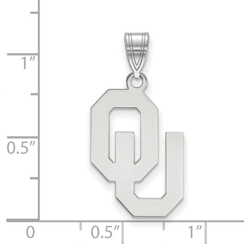 Sterling Silver Rhodium Plated Logoart University Of Oklahoma O U Large Pendant