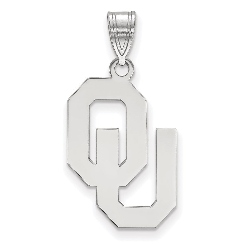 10K White Gold Logoart University Of Oklahoma O U Large Pendant