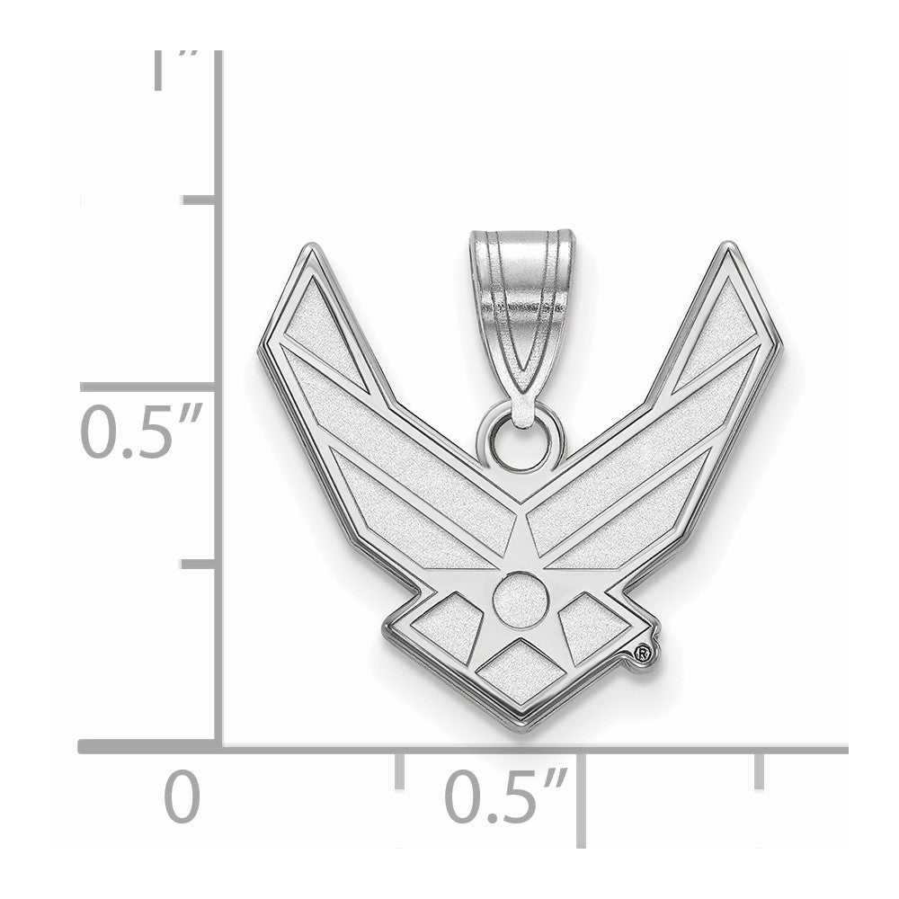 Sterling Silver Rhod-Pltd Logoart U.s. Air Force Large Pendant