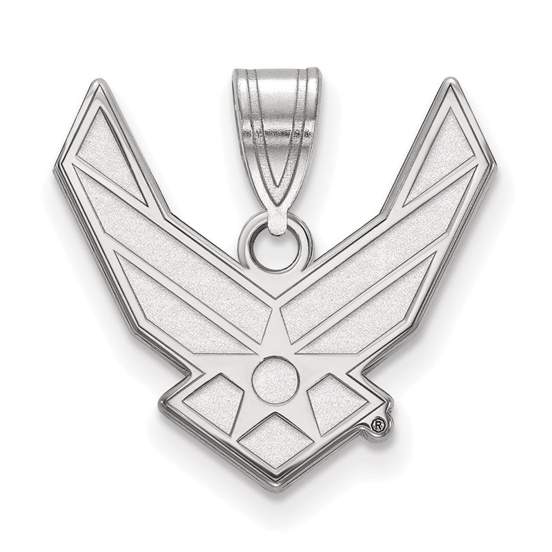 Sterling Silver Rhod-Pltd Logoart U.s. Air Force Large Pendant
