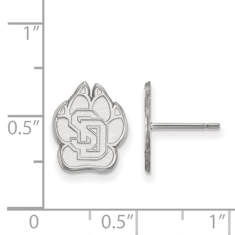 Sterling Silver Rhodium Plated Logoart University Of South Dakota Small Post Earrings