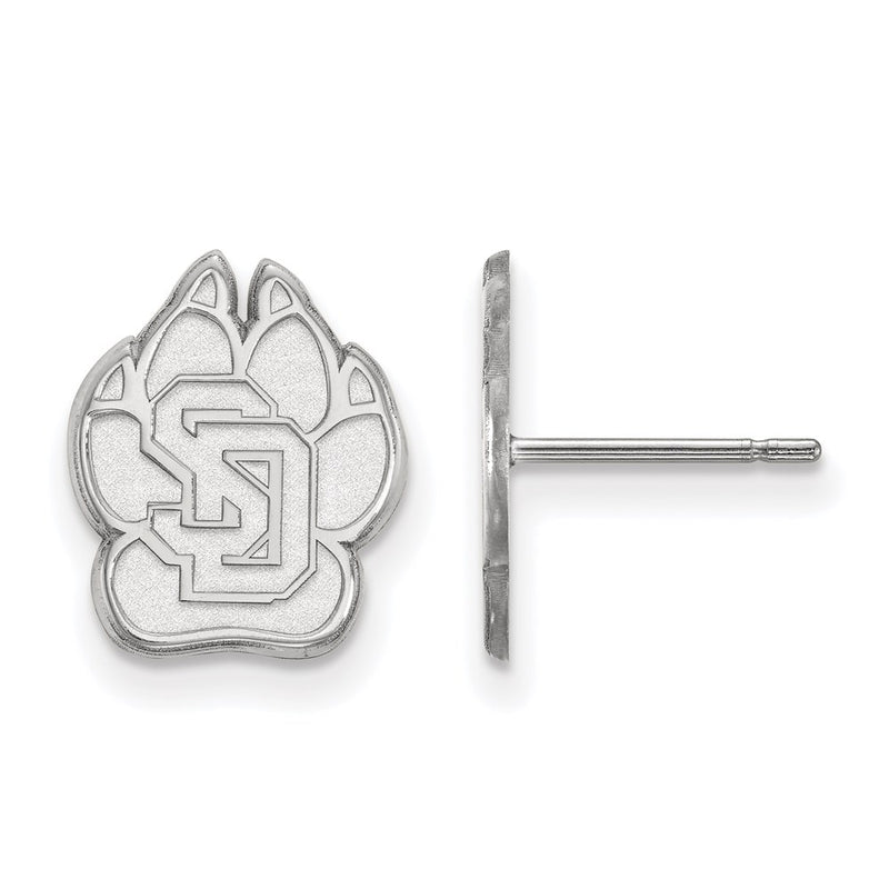 Sterling Silver Rhodium Plated Logoart University Of South Dakota Small Post Earrings