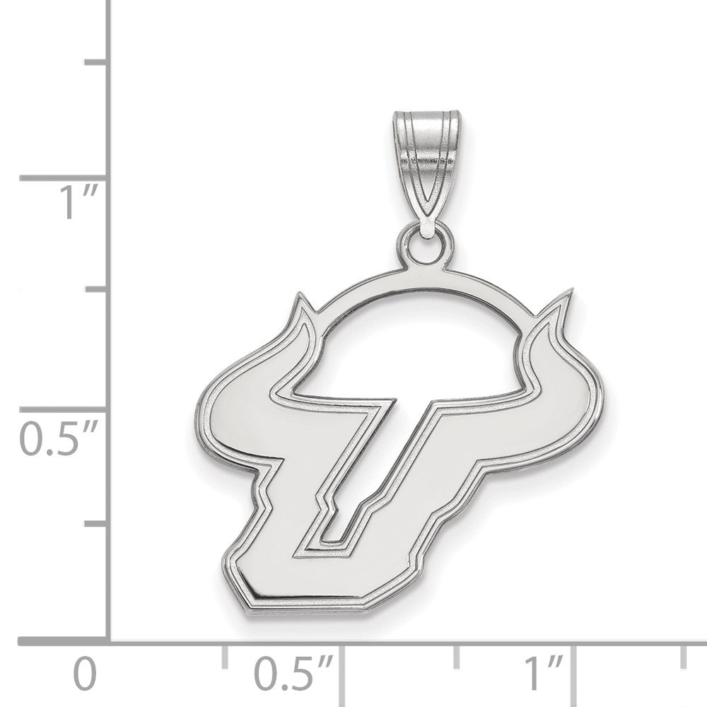 Sterling Silver Rhodium Plated Logoart University Of South Florida Bull Large Pendant