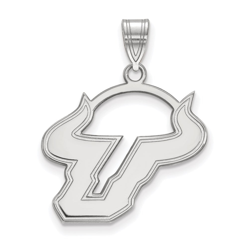 Sterling Silver Rhodium Plated Logoart University Of South Florida Bull Large Pendant