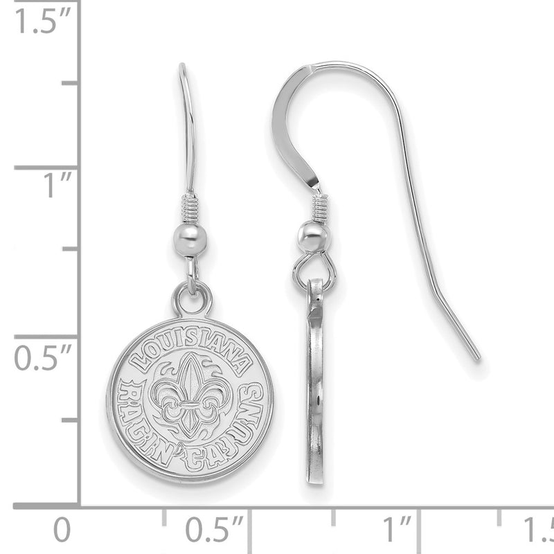 Sterling Silver Rhodium Plated Logoart University Of Louisiana At Lafayette Small Dangle Wire Earrings