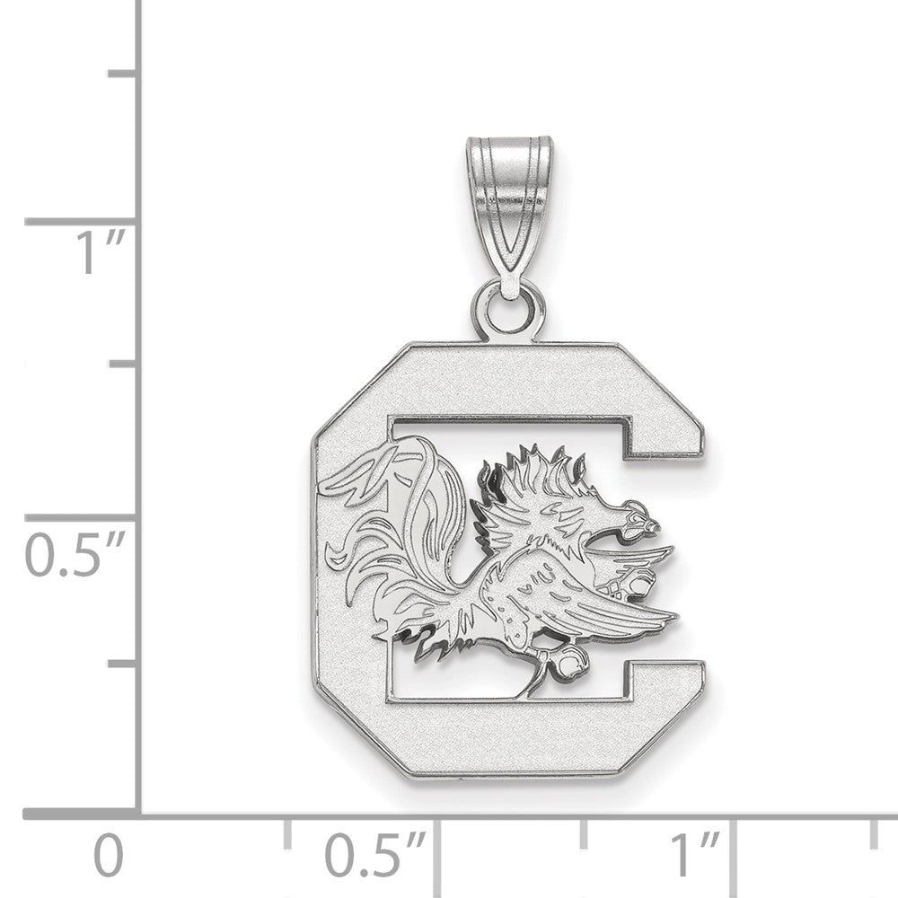 Sterling Silver Rhodium Plated Logoart University Of South Carolina Large Pendant