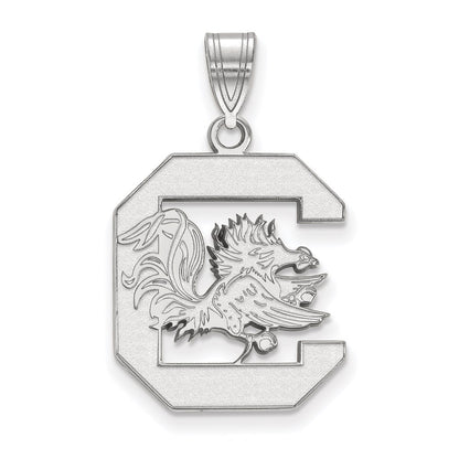 Sterling Silver Rhodium Plated Logoart University Of South Carolina Large Pendant