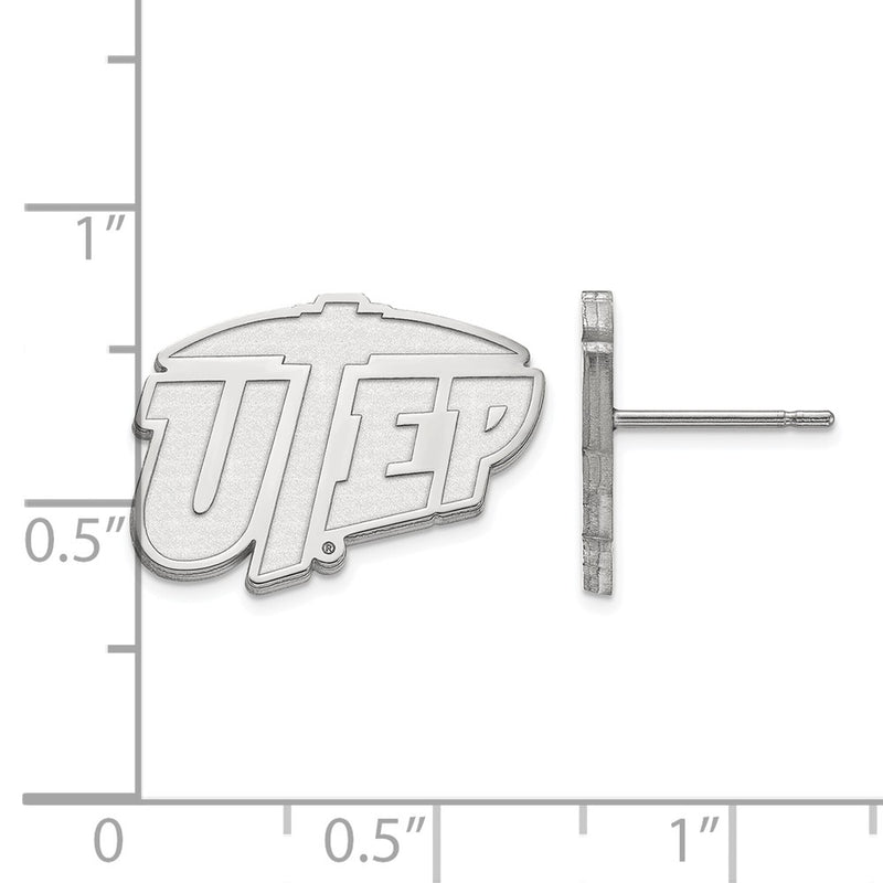 Sterling Silver Rhodium Plated Logoart University Of Texas At El Paso Small Post Earrings